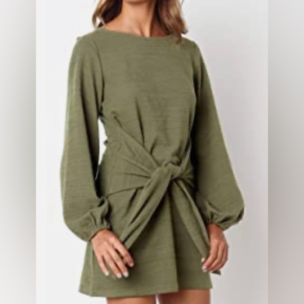R. Vivimos Green long Sleeve tie Dress Size S 4/6